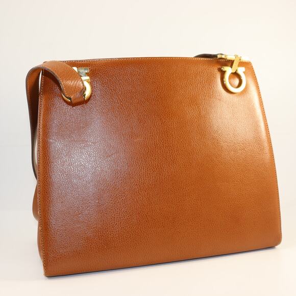 Salvatore Ferragamo Vintage Brown Leather Shoulder Bag Made in Italy - Picture 2 of 10